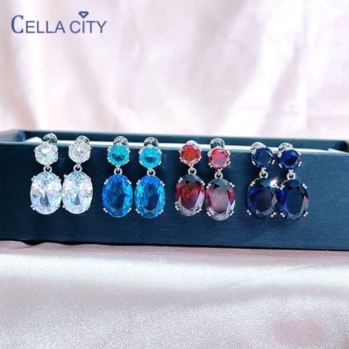 Cellacity Classic 925 sterling silver earrings for charm lady with round shape gemstones wedding party wholesale jewelry gift