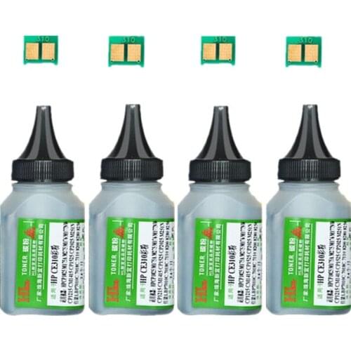4pcs CB540A black Toner Powder + 4 pcs chip FOR HP CB540A cartridge LaserJet Pro CP1213 CP1214 CP1215 CP1216 CP1217 printer