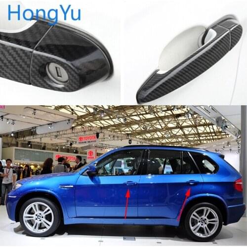 For BMW Carbon Fiber Auto Door Handle Knob Exterior Trim Covers for BMW x5M x5 M E70 2010 2011 2012 2013 Sticker