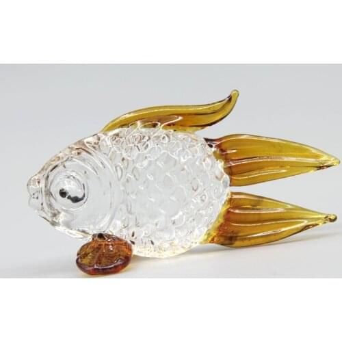 Feng Shui Crystal Goldfish Miniature Figurine Handmade Glass Animal Craft Glaze Home Decor Gift Fish Trinket Ornaments