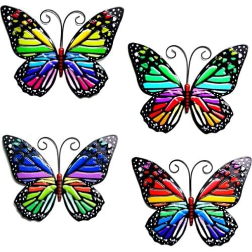Butterfly Iron Art Wall Decoration Colorful Hanging Butterflies for Indoor Outdoor Home Garden Patio Bathroom Bedroom Room N0PA