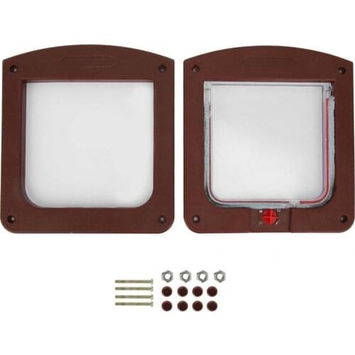 Square PP Controllable Switch Pet Door Dog Cat Flap Door Coffee Color Pet Dog Safety Enclosure Pet Dog Doors