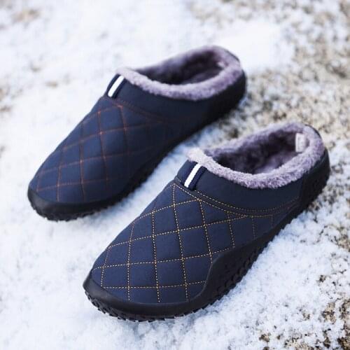 New Cotton Slippers Men Winter Outdoor Men Shoes WaterProof Cold-Proof Casual Shoes Men Plush Warm Man Footwear Big Size 39-48