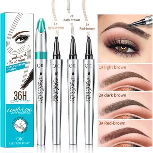 Natural Eyebrow Thrush Pen Waterproof Four-claw Eye Brow Tint Makeup three Colors Eyebrow Pencil Brown Black Grey Brush Cosmetic