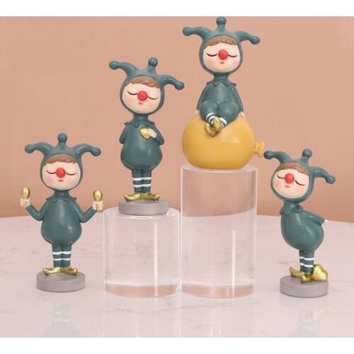 Nordic Style Circus Joker Model Resin Ornaments Funny Comedy Character Fairy Garden Miniature Home Decor Crafts Figurine Toys