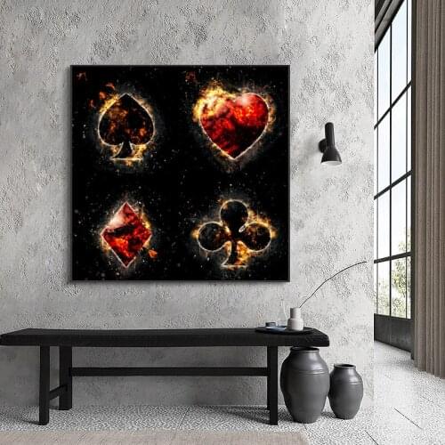 Spade Heart Diamond Club Card Posters and Prints on The Wall Canvas Painting Nordic Wall Art Pictures Cuadros Home Decoration