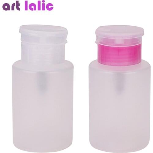 Artlalic 210ml Empty Pump Dispenser Bottle Acetone Polish Remover Alcohol Liquid Oil Nail Art Beauty Tool Equipment Pink/ Clear