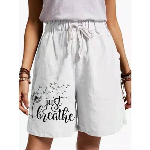 Dandelion Printed Casual Shorts Women Summer Loose 2021 Wild Tide Ins Straight Style High Waist Sports Five-point Oversize Pants