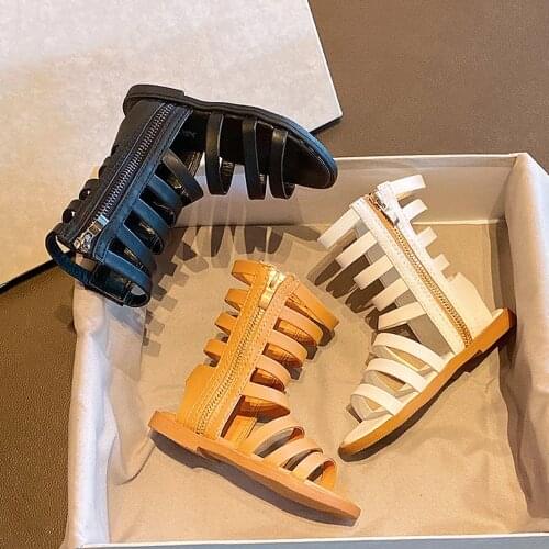 Baby Girls Roman Sandals Gladitor Boutique Boot Open Toe Summer Casual Zip Shoes Toddlers Kids Princess Sandals Brown Fashion 3t