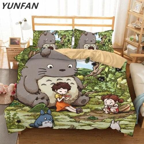 Japan Totoro Bedding Set Anime Kids Bedding Set Girl Boy Duvet Cover Print King queen twin Bedding Sets Film Movie Home Textile