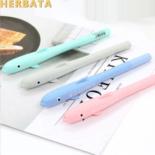 Cute Dolphin Gel Pen Fish Like Pens 0.5mm Ballpoint Black Color Writing Signature Kids School Supplies Children Gift Prize