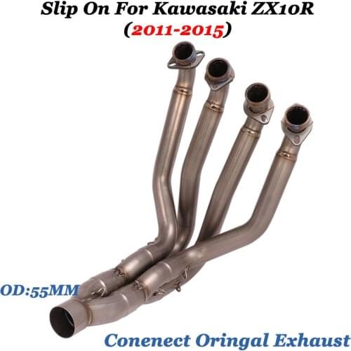 Slip On For KAWASAKI ZX10R 2011-2015 Full System Motorcycle Exhaust Escape Modify Connect Front Link Pipe On Original Exhaust