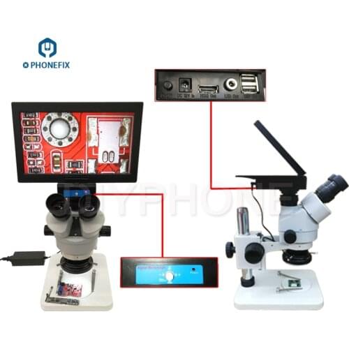 0.7X-4.5X Trinocular Integrated Microscope Portable Continuous zoom Stereo Microscope Camera with 10.6 inch Display Screen LED