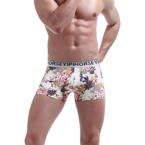 Comfortable Mens Ice Silk Boxer Shorts Male Underwear Sexy Men Boxers Printed Flower Underwear