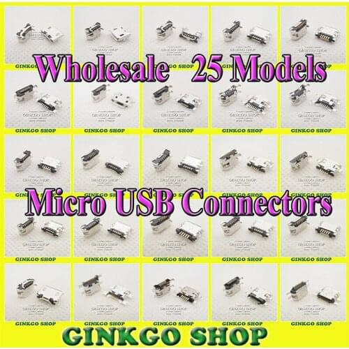 Universial 25Models Micro USB Connector Jack 5P 5Pin Sockect repairing Mobile Phone for Huawei Sony Samsung Htc Lenovo Zte