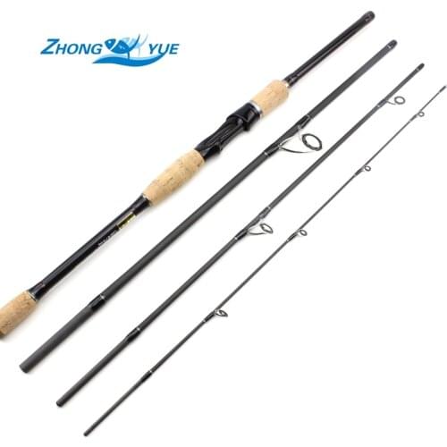 High Quality Fishing Rod 2.1m 2.4m 2.7m 4 Sections M Power 12-25lb Carbon Fiber BaitCasting Fishing Rod Travel Rod Free shipping