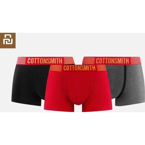 Youpin New COTTONSM Cotton 3pcs underpants knickers underwear Mens Boxer Soft High Elasticity Mid-waist Boxer Shorts