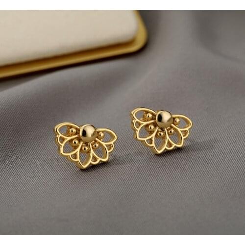 Minority Design Lotus Vintage Earrings For Women Hollow Flower Aesthetic Earrings Charms Wedding Bridal Jewelry Bijoux Femme