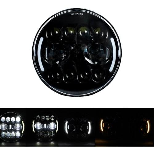 1 Pair 7" Inch Round LED Headlights Halo Angle Eyes For Jeep Wrangler JK LJ TJ CJ Motorcycle Touring Cafe Racer
