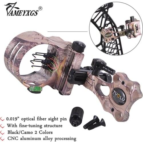 1pc Archery Sight 0.019" Optical Fiber 5-pin Sight Compound Bow Shooting Right/Left Hand Aiming Scope For Hunting Accessories