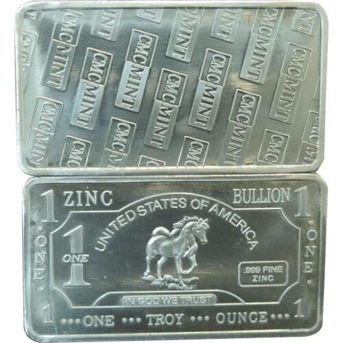 1 oz .999 Zinc Horse Bar