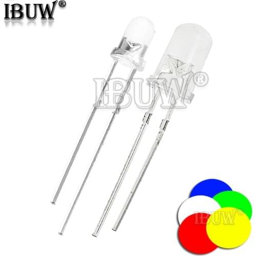 100pcs F3 F5 3MM 5MM Round Water Clear Green/Yellow/Blue/White/Red LED Light Lamp Emitting Diode Dides