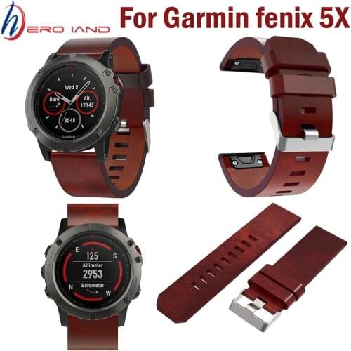 26mm Easy Fit Watch Strap For Garmin Fenix 5X/5X Plus Replacement Watch Band Outdoor Sport Leather Watchband for Garmin Fenix 5X