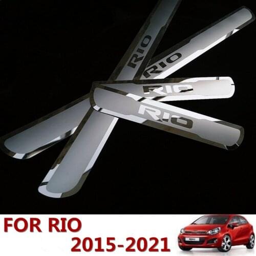 4Pcs/Lot New Rio Car Stainless Steel Door Sill Scuff Plates for New KIA RIO 2015-2021 EU RIO X Line Car Decoration Accessorise