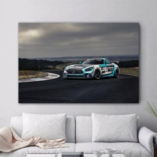 Mercedess AMG GT4 Performance Race Car Home Decor Posters Canvas Printed Wall Art Painting Living Room Decoration