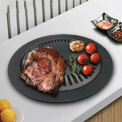 Non-Stick Smokeless Indoor Stovetop Barbecue BBQ Grill Kitchen Drop Griddle Shipping Portable Plate Barbecue Pan Outdoor T7D5