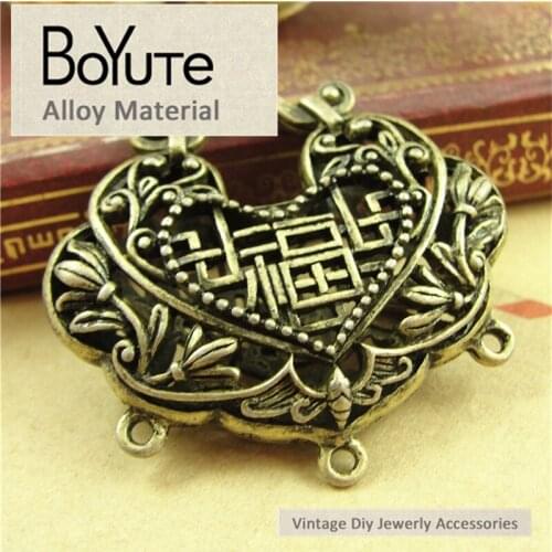BoYuTe (5 Pieces/Lot) 43*39MM Vintage Style Antique Bronze Plated Lucky Lock Pendants for Jewelry Materials