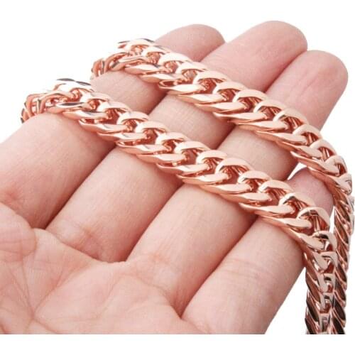 Fashion Stainless Steel Gold Necklace Chain High Quality Rose Gold Tone Stainless Steel Cuban Chain Men Women Jewelry Gifts