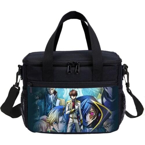 Kids Lunch Bag Code Geass Letter 3D Printing Ice Bag Insulated Thermal Picnic Lunch Box For 2 Person