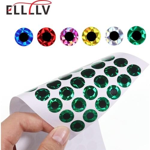 Elllv 100pcs/pack 2D Flat Fishing Lure Eyes Artificial Fish Eyes Sticker for Sea Fishing Metal Jigs Pink Silver Blue Green Gold