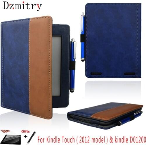 PU leather Flip Book cover For Amazon Kindle touch(2011 2012) ebook eReader kindle Modle:D01200 Protective case+Film+Stylus pen
