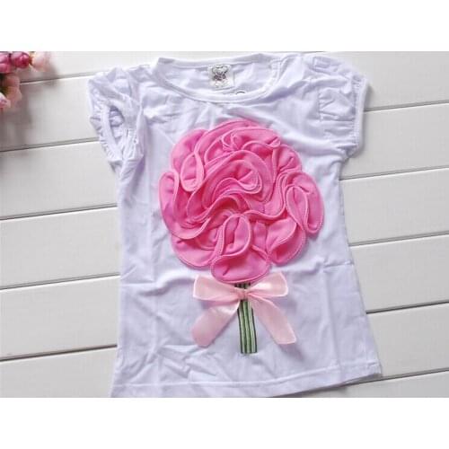 Baby Girls T Shirt With Big Flower Girls Top Short Sleeve T Shirt Summer Clothes