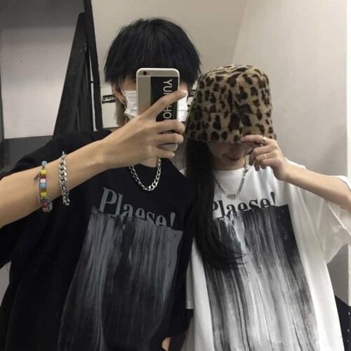 2021 Fashion Hip Hop T-Shirt Women Oversize Cool Print T Shirts Streetwear Summer Half Sleeve Casual Couple High Street Tshirt
