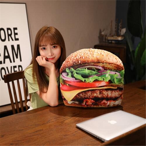 Simulation printing hamburger bread wife cake hot dog plush stuffed food series pillow cushion sofa cushion home decoration gift
