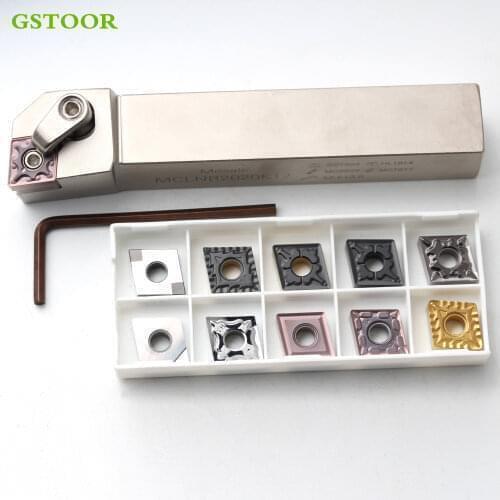 10PCS CNMG120404 CNMG120408 Carbide Inserts +1PC BCLNR/L MCLNR/L MCBNR/L MCKNR/L MCMNN 2020K12 Lathe Cutter CNC Turning Tool Set