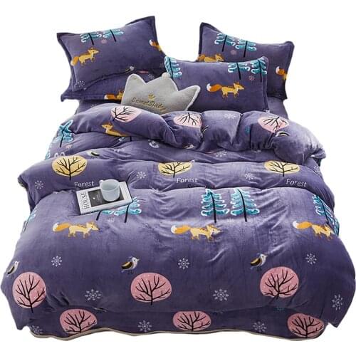 Duvet Cover with Pillowcase Set of 3PCS,Coral Fleece Flannel,Nordic Home Bedding Textile, Fluffy Soft Double for Euro