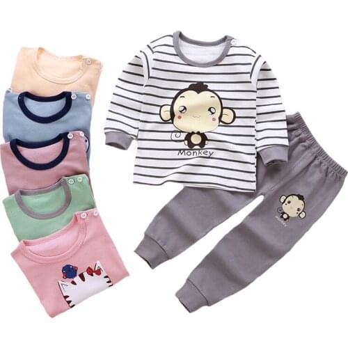 Boys Clothing Set Spring Autumn Pure Cotton Cartoon Monkey Suit For Boy Toddler Kids Comfortable Outfits Childrens Home Set