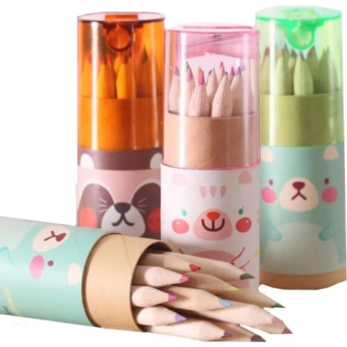 1Box/lots Mini 12 Colored Pencils Paintbrush Coloring Pen Cute Color Pencil For School Supplies Students