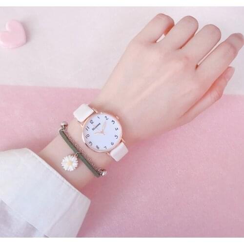 Minimalist Lovely Number Dial Women Watches 2020 Ulzzang Fashion Brand White Ladies Wristwatches Woman Quartz Leather Clock