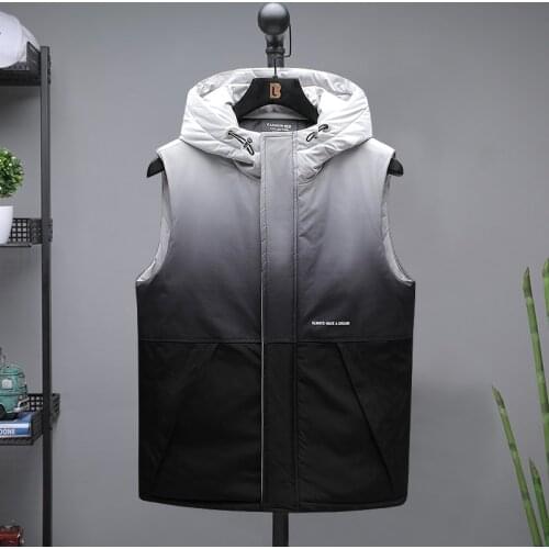 Men Vest Jacket boy jacket 2020 new mens vest vest gradient color vest autumn and winter mens casual vest Hooded gilet men