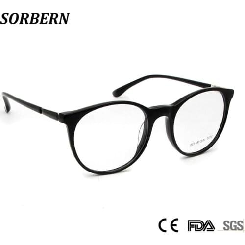 SORBERN Round Eyeglasses Eyewear Clear Lens Optical Frames Vintage Style Women Men TR90 Spectacles Myopia Glasses High Quality