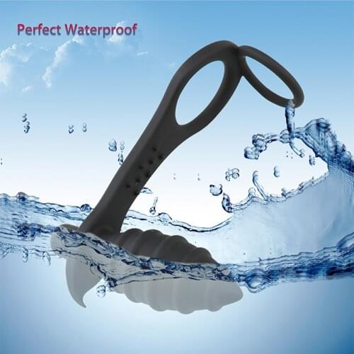 Men Anal Silica Gel Vibrator Penis Male Rings Plug 10 Speed Threaded Vibration Massager Masturbation Anal Waterproof Sex Toys