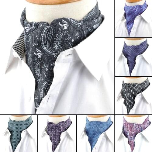 Men Vintage Leisure Wedding Formal Cravat Ascot Scrunch Self British Polka Flower Gentleman Polyester Luxury Neck Tie