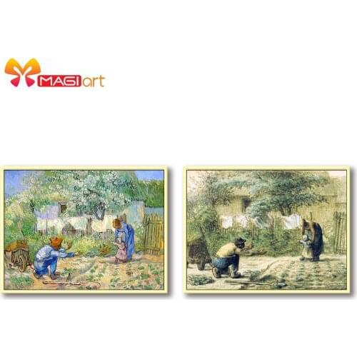 Cross stitch kits Embroidery needlework sets 11CT water soluble canvas patterns 14CT Full Portrait farmland -NCMP097