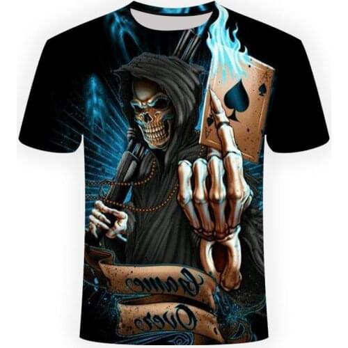 2018 NEW 3d skull poker funny t shirts Men HOT Brand Mens Casual 3D Printed T shirt Men Clothes tshirt summer top Asian size