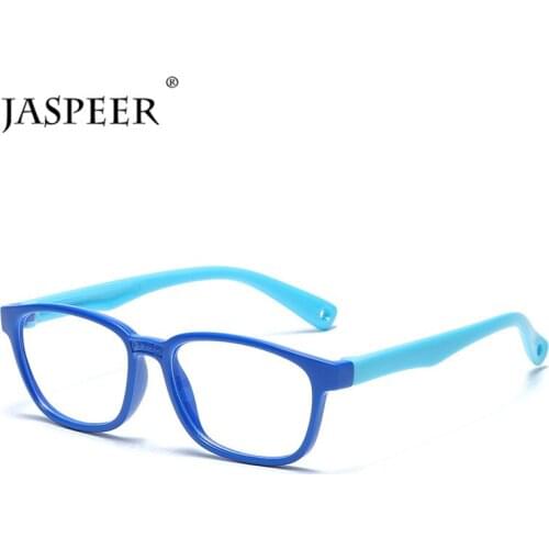 JASPEER Children Computer Glass Silicone Blue Light Blocking Eyeglasses Rectangle Kids Anti Blue Eyeglasses Optical Frames